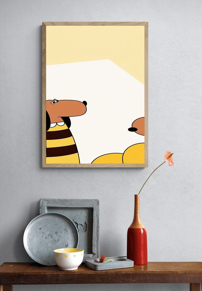 Cartoon Dogs Illustration Poster. — room view 3