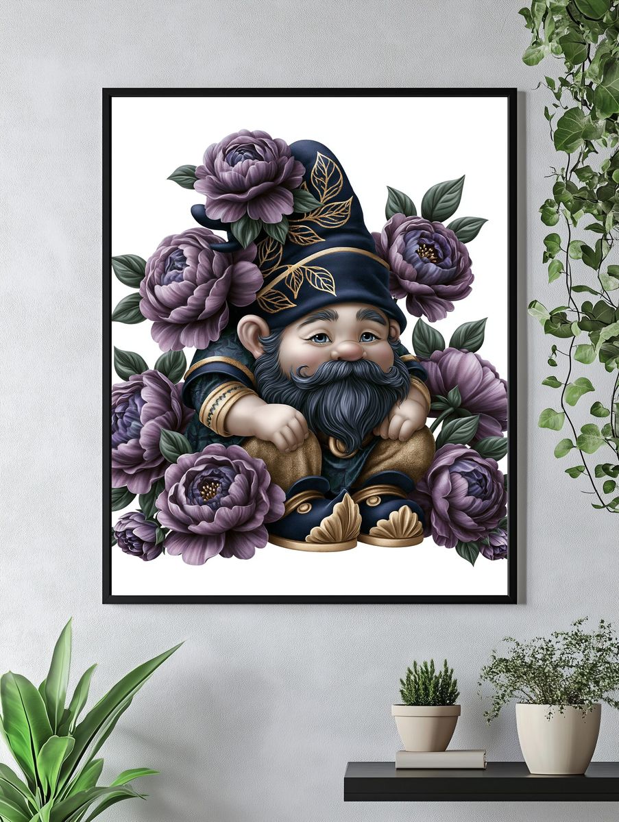 Floral Gnome Illustration Poster. — room view 4