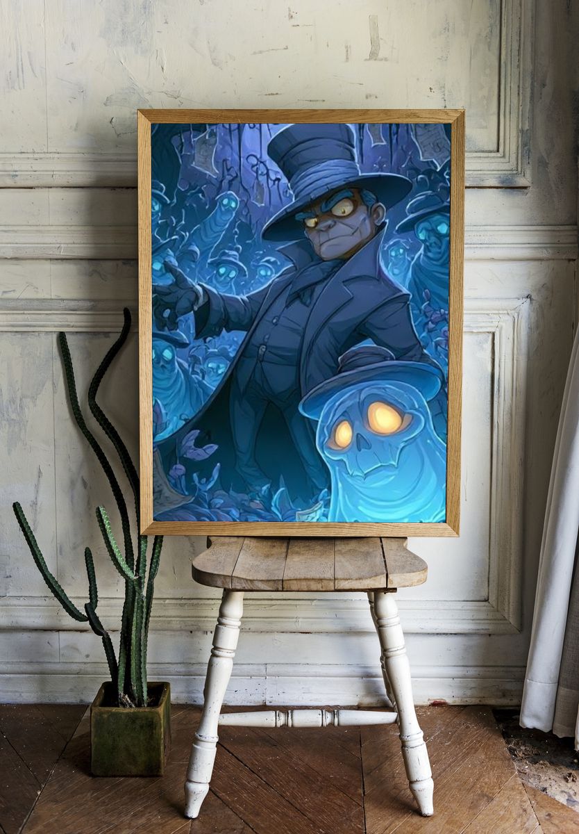 Haunted Top Hat Villain Illustration Poster. room preview