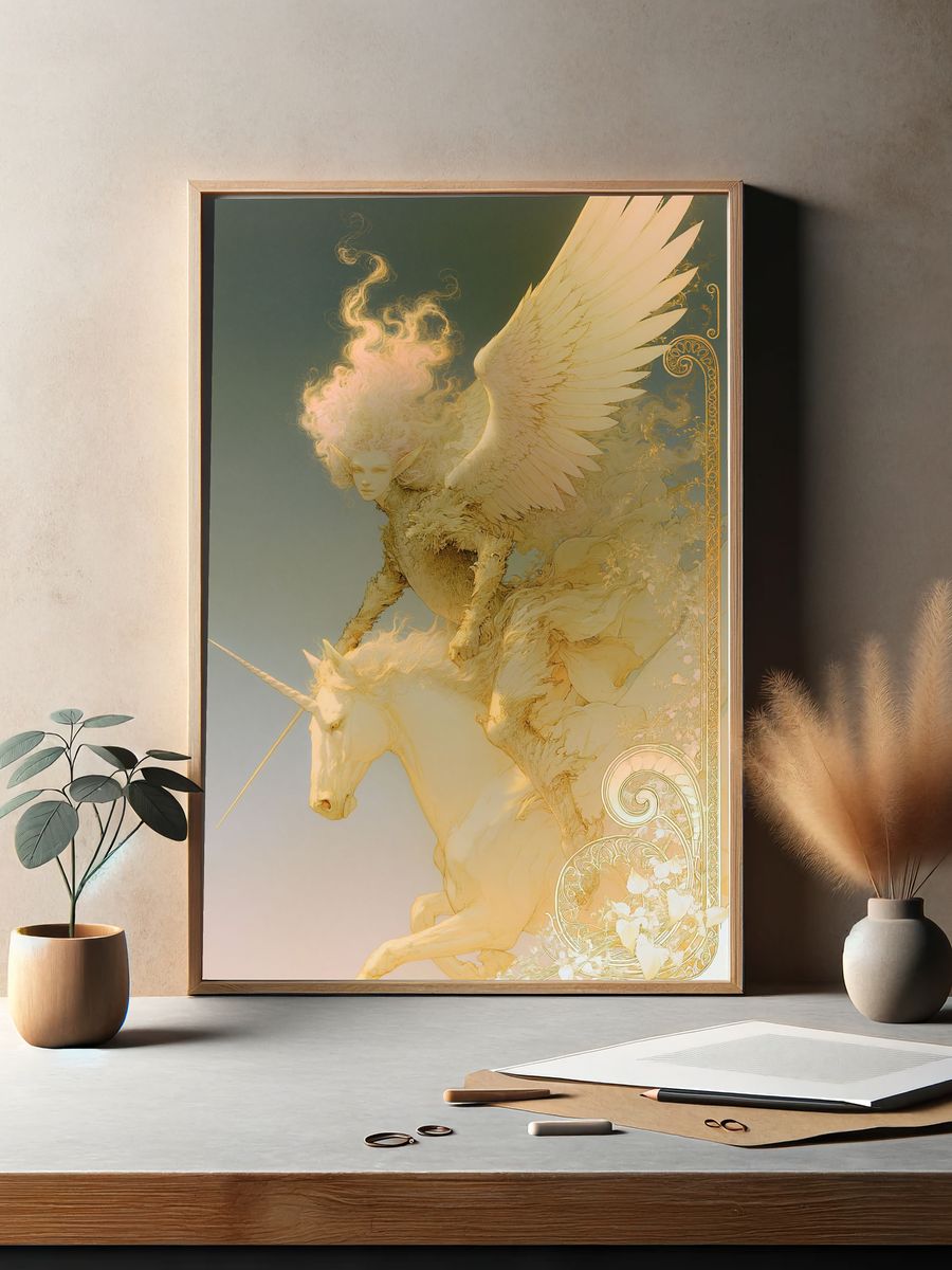 Golden Pegasus Fantasy Print. — room view 2