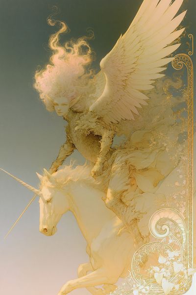 Golden Pegasus Fantasy Print.