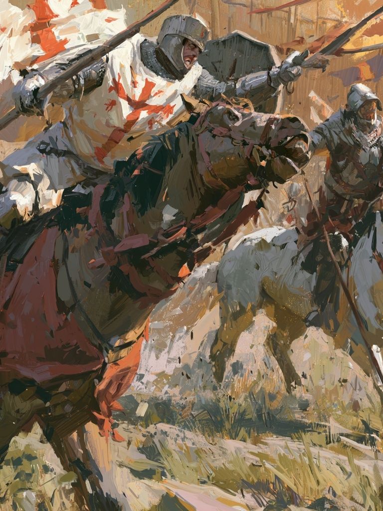 Medieval Knights Charge Illustration Poster. poster — illustration art