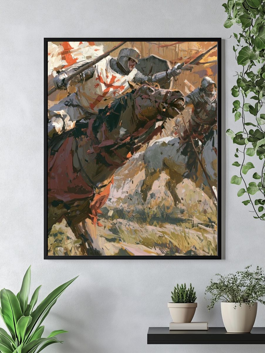 Medieval Knights Charge Illustration Poster. — room view 4