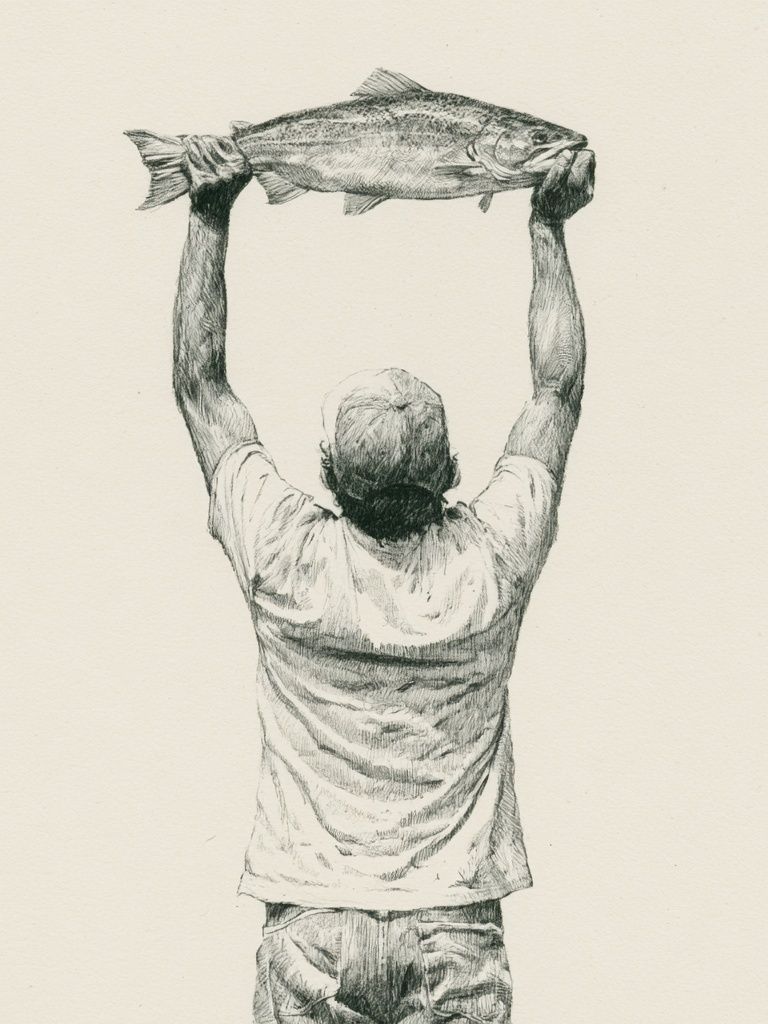 Fish Catch Sketch Poster. poster detail