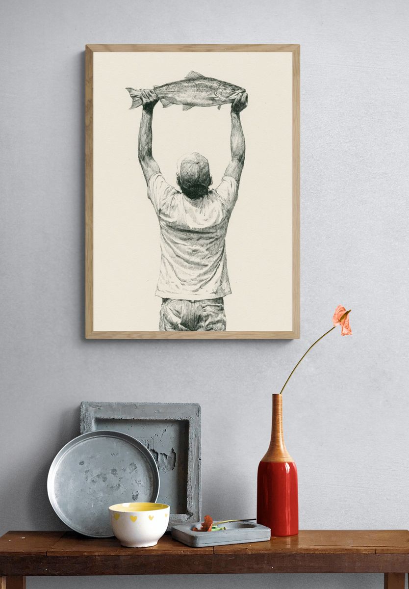 Fish Catch Sketch Poster. — room view 3