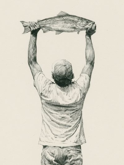Fish Catch Sketch Poster.