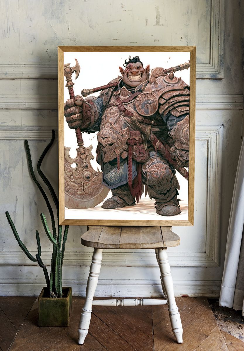 Orc Warrior Fantasy Illustration Poster. — room view 1