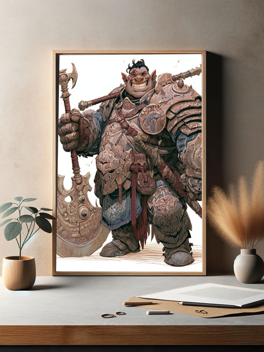 Orc Warrior Fantasy Illustration Poster. — room view 2