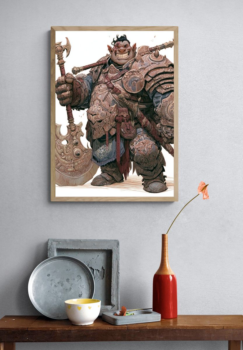 Orc Warrior Fantasy Illustration Poster. — room view 3