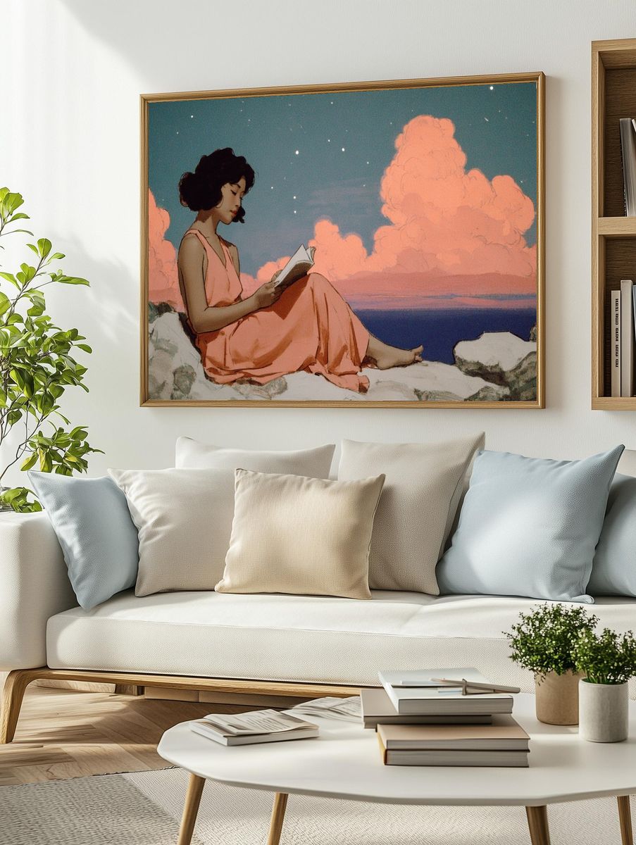 Dreamy Reader at Dusk Print. — room view 2