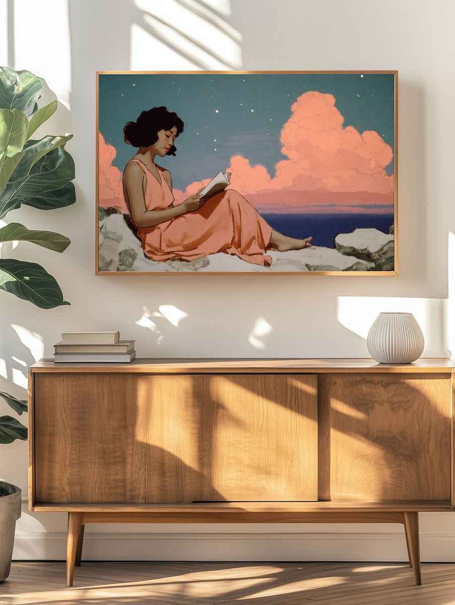 Dreamy Reader at Dusk Print. — room view 3