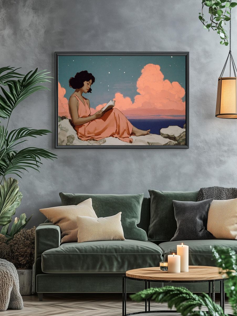 Dreamy Reader at Dusk Print. — room view 4