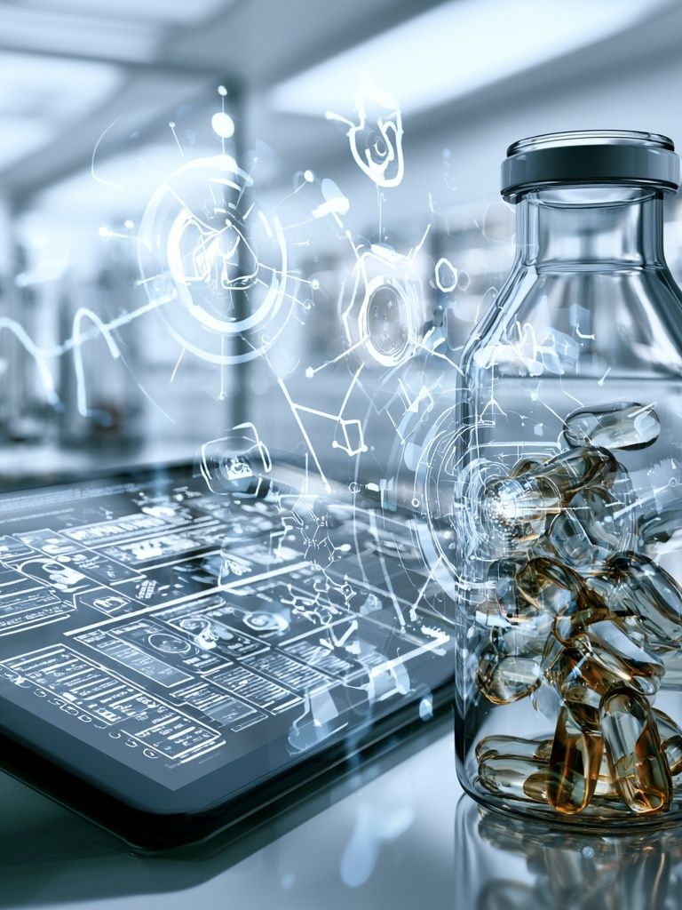 Futuristic Lab Bottle Illustration Poster. poster detail