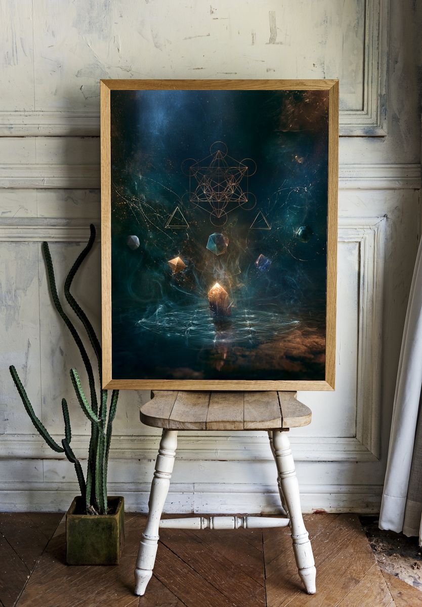 Cosmic Sacred Geometry Print. room preview