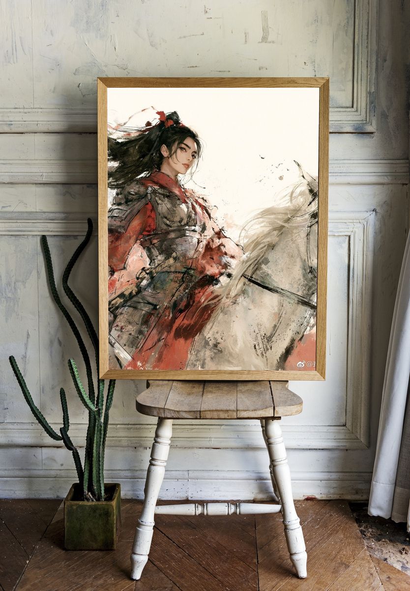 Samurai Rider Ink Illustration Poster. room preview