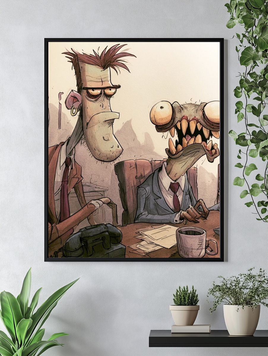 Surreal Office Cartoon Poster. — room view 4