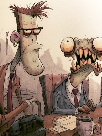 Surreal Office Cartoon Poster. poster