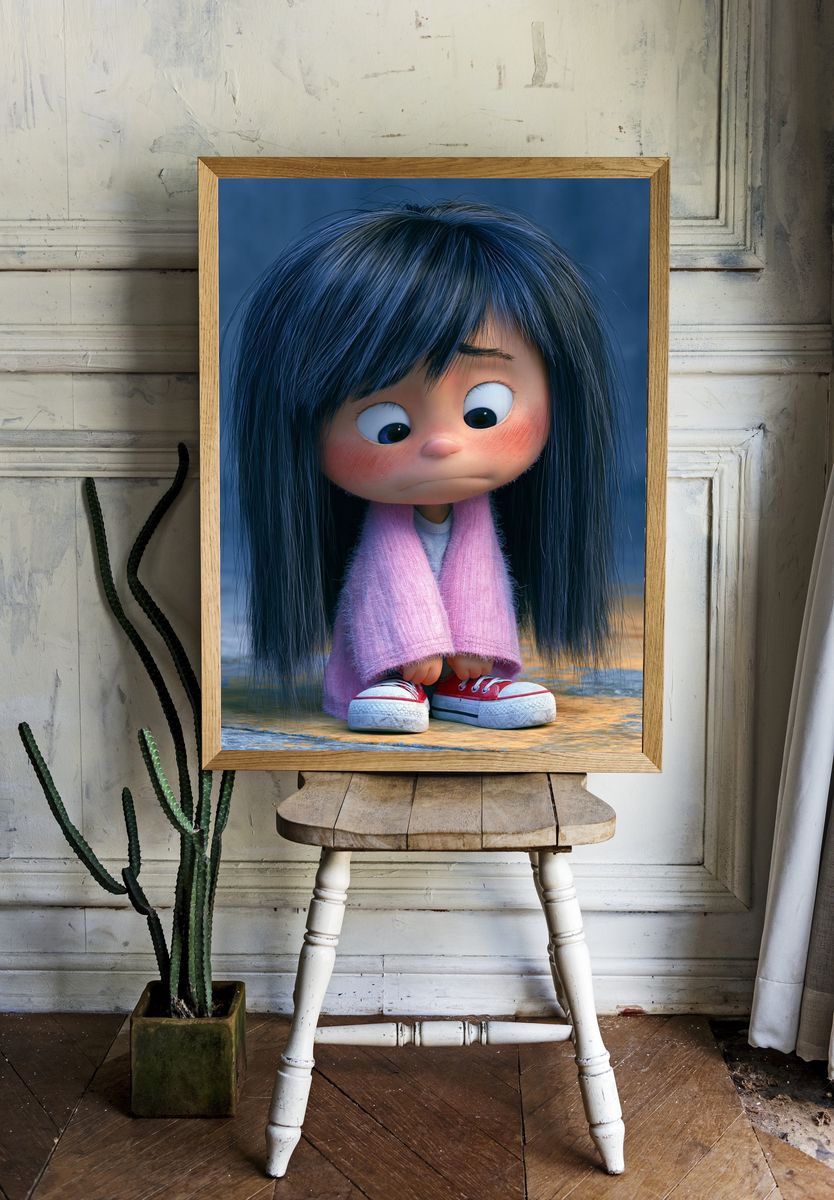 Sad Girl Character Illustration Poster. room preview