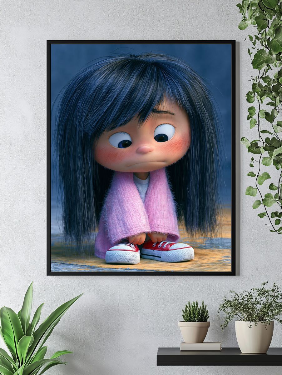 Sad Girl Character Illustration Poster. — room view 4