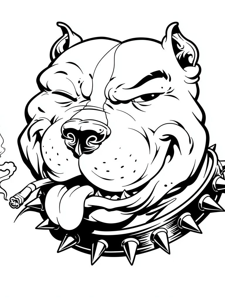 Bulldog Tattoo Line Art Poster. poster detail