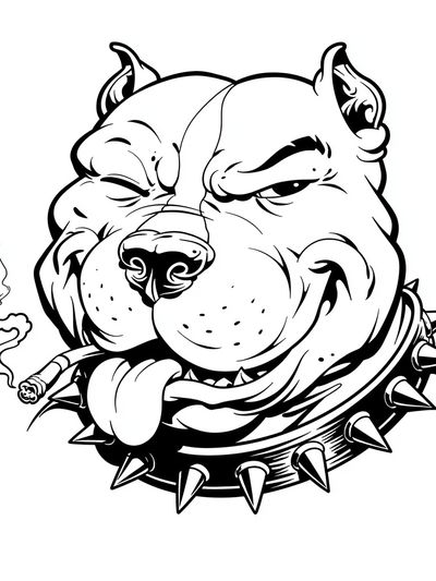 Bulldog Tattoo Line Art Poster. poster
