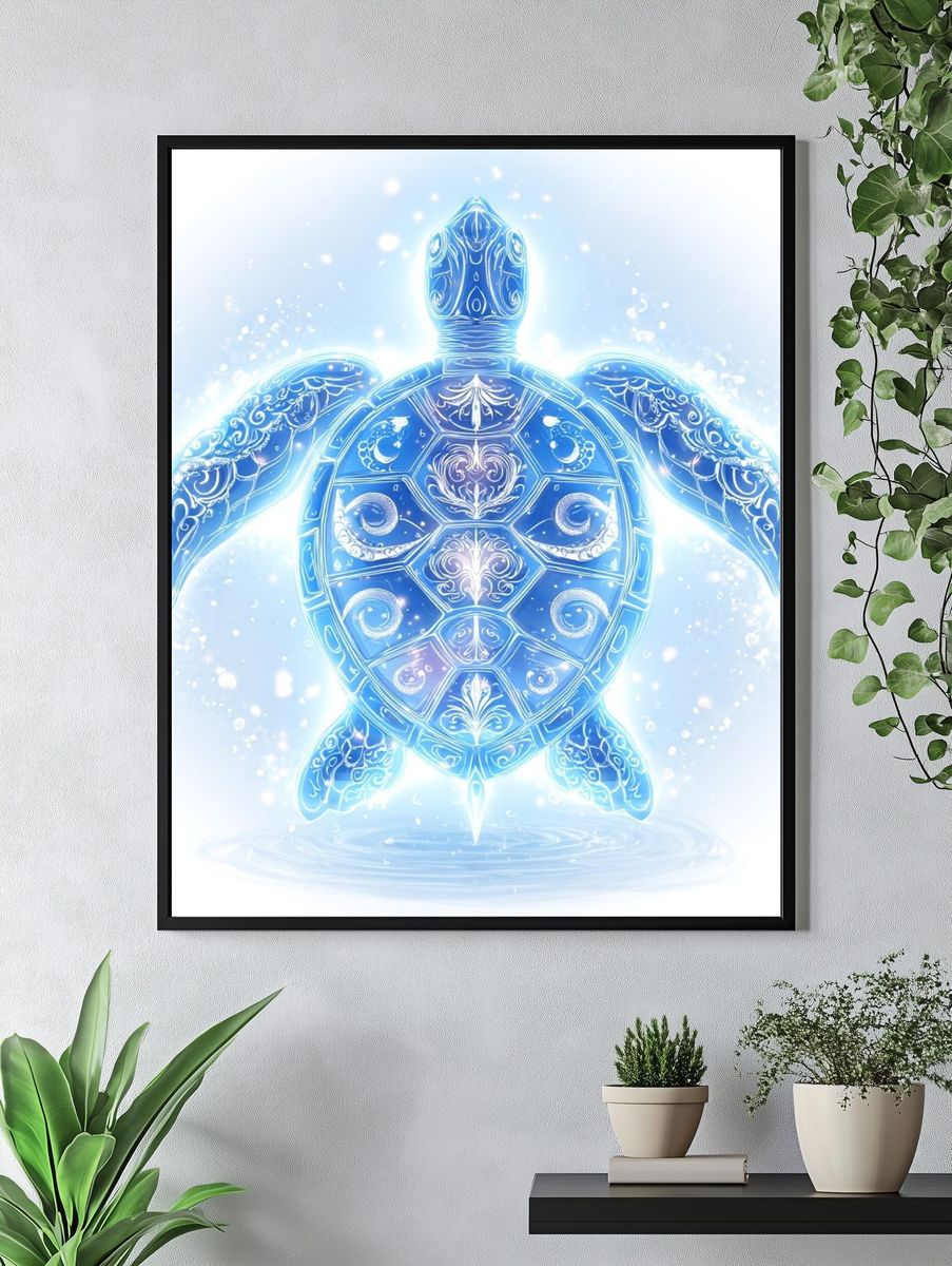 Celestial Sea Turtle Illustration Poster. — room view 4