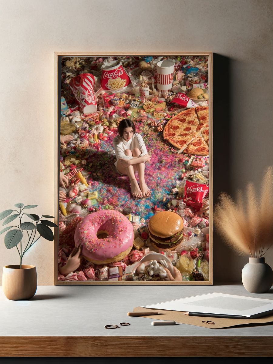 Surreal Candy Feast Illustration Poster. — room view 2