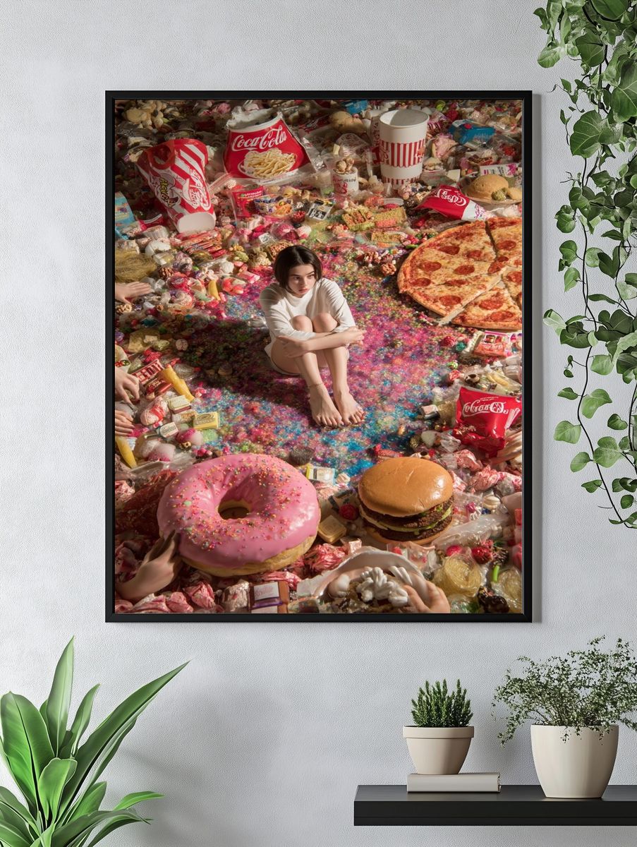 Surreal Candy Feast Illustration Poster. — room view 4