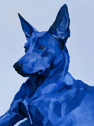 Blue Dog Portrait Illustration Poster.