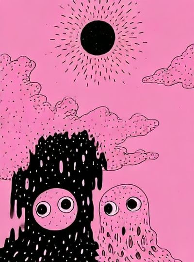 Pink Surreal Moon Poster.