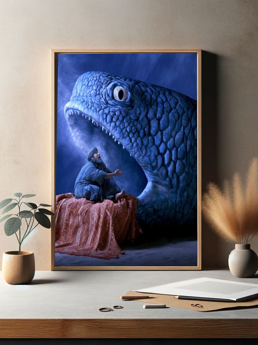 Giant Blue Serpent Fantasy Poster. — room view 2