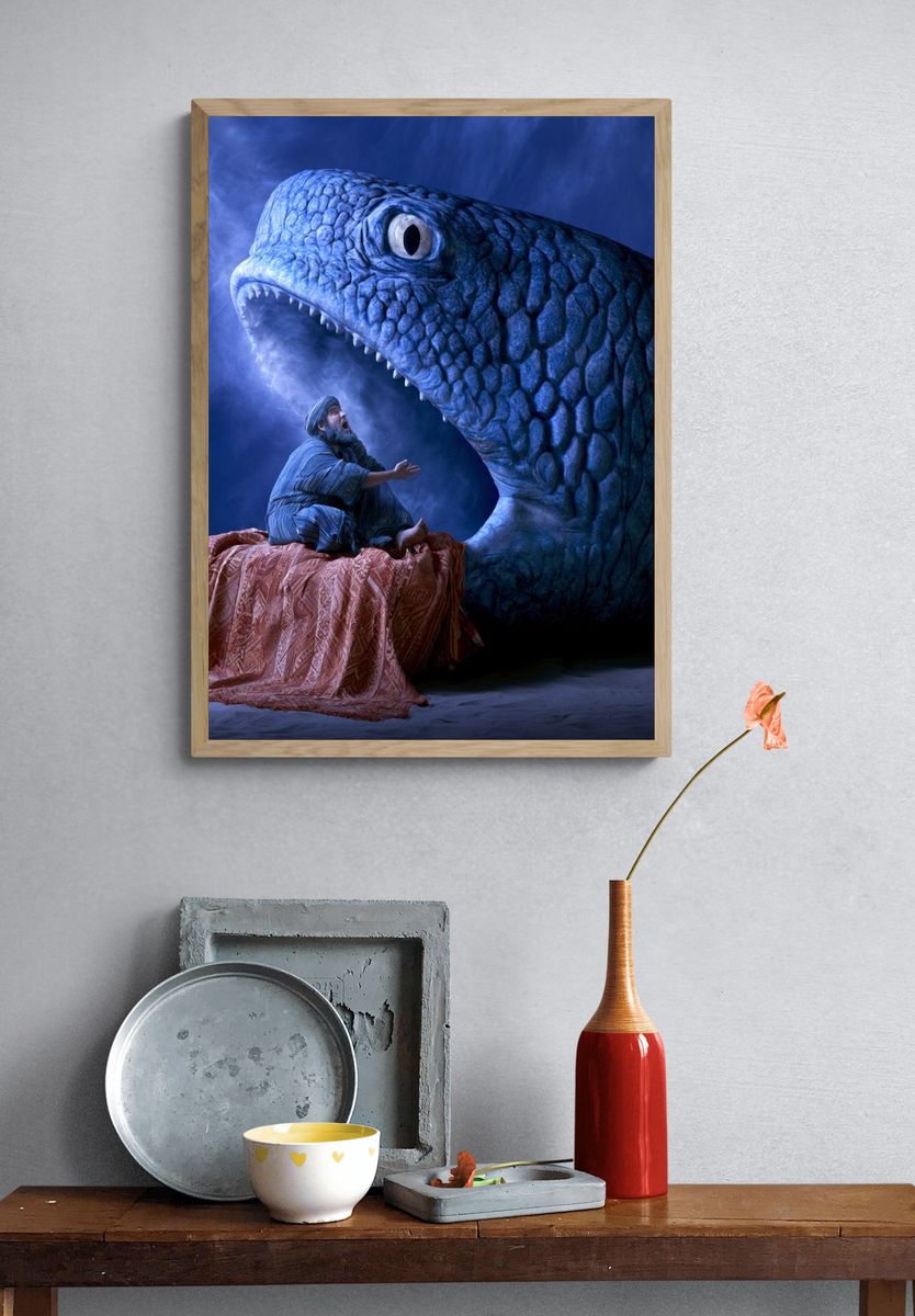 Giant Blue Serpent Fantasy Poster. — room view 3