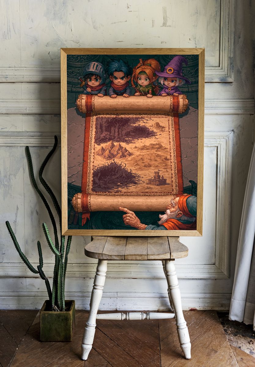 Fantasy Map Quest Illustration Poster. room preview