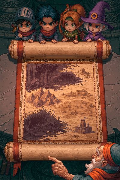 Fantasy Map Quest Illustration Poster.