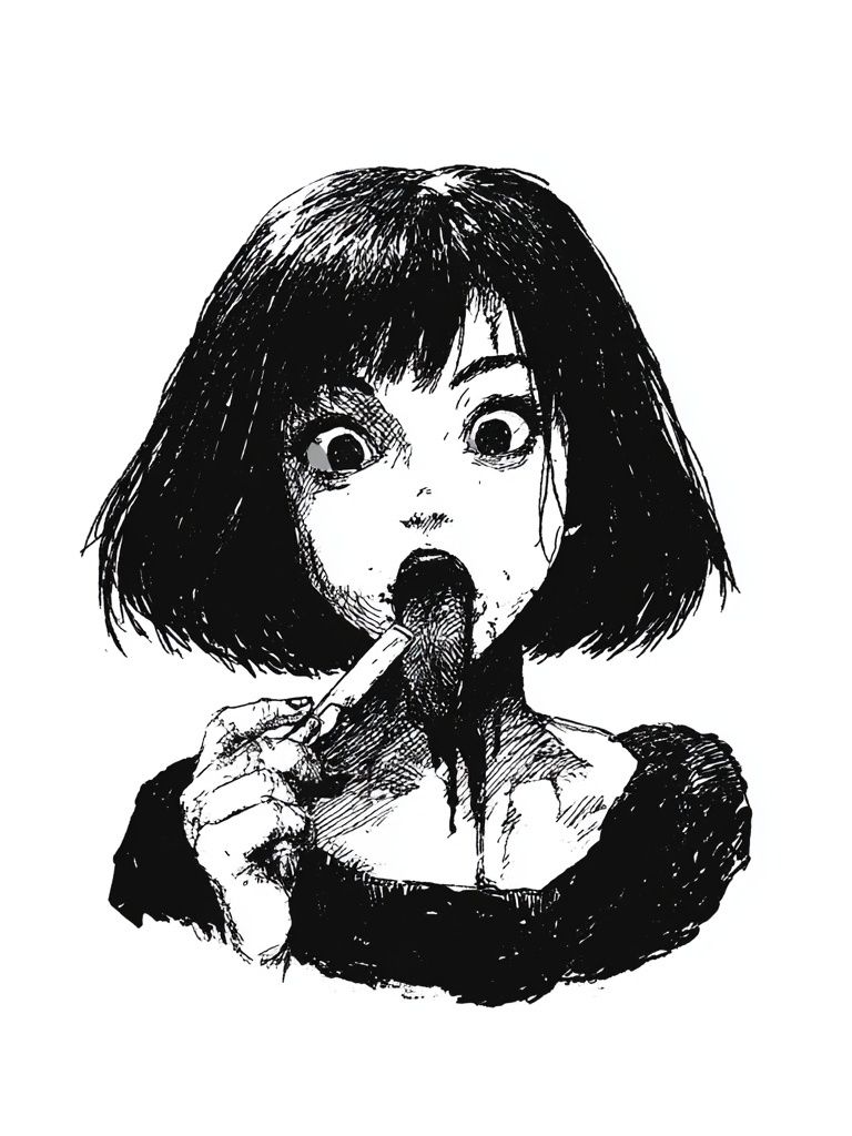 Girl with Lollipop Ink Print. poster — illustration art