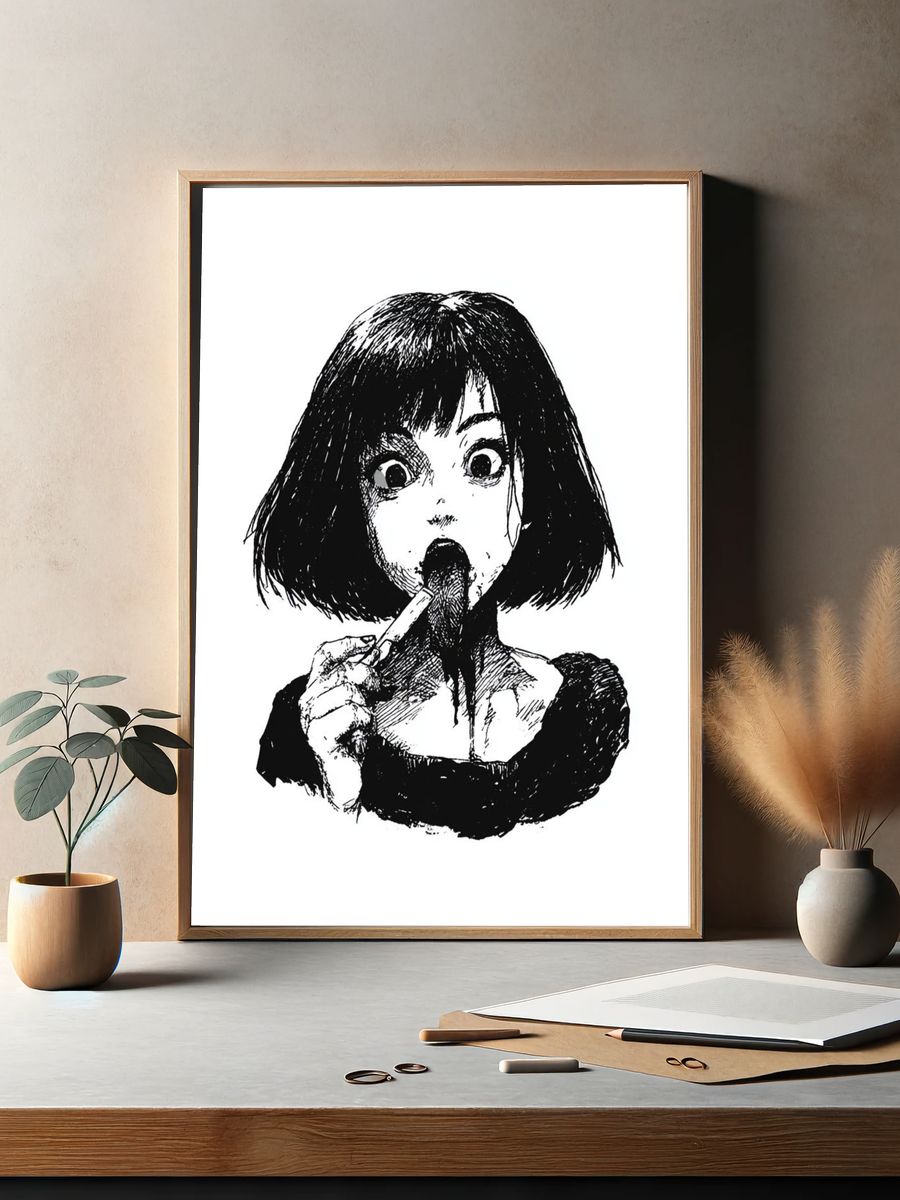 Girl with Lollipop Ink Print. — room view 2