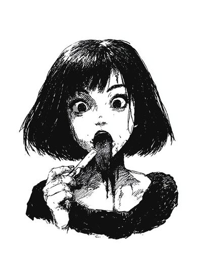 Girl with Lollipop Ink Print. poster