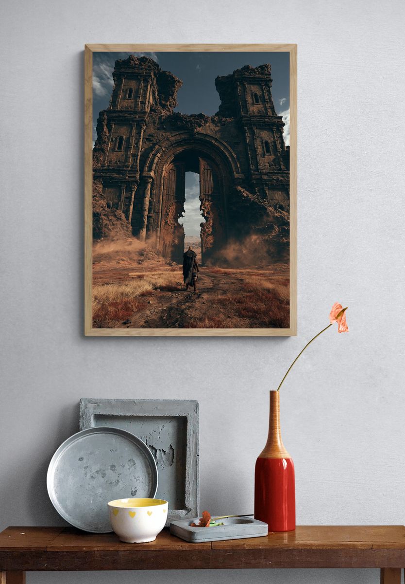 Ancient Desert Gate Fantasy Print. — room view 3