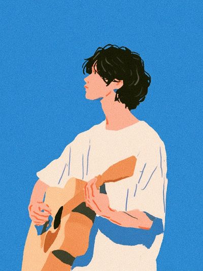 Guitar Player Illustration Poster.