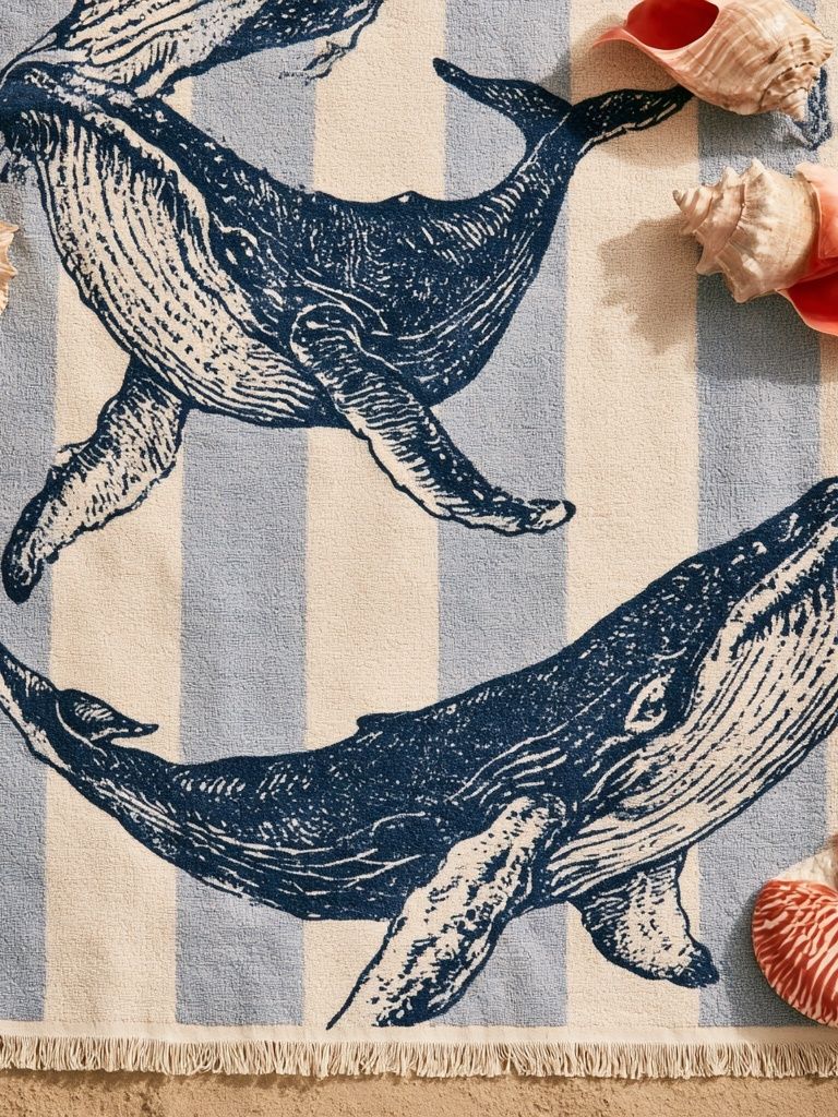 Whale Stripe Illustration Poster. poster detail