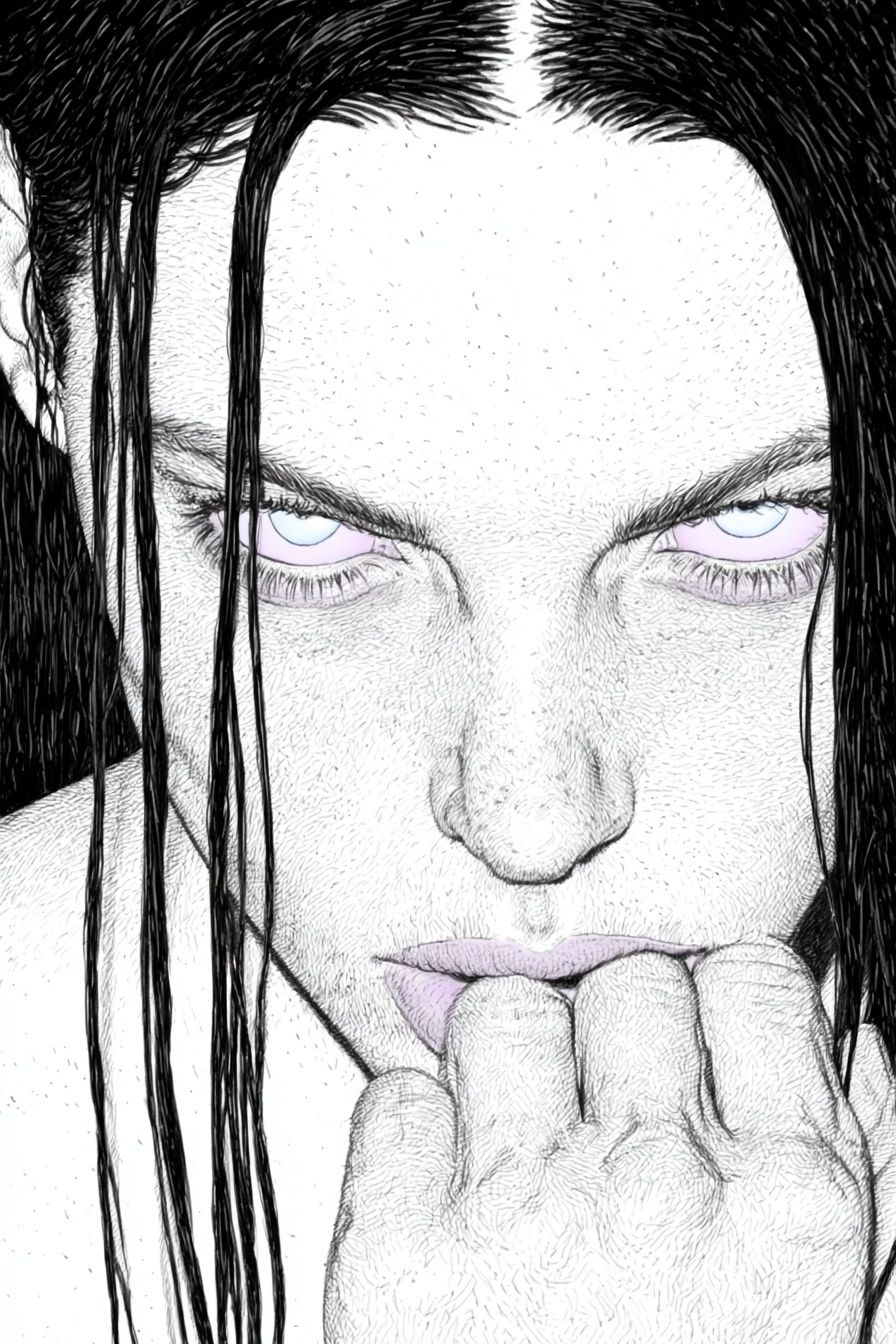 Intense Portrait Ink Print. poster — illustration art