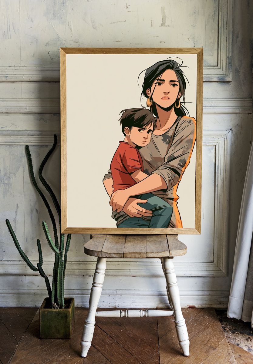 Mother and Child Illustration Poster. room preview