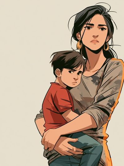 Mother and Child Illustration Poster.