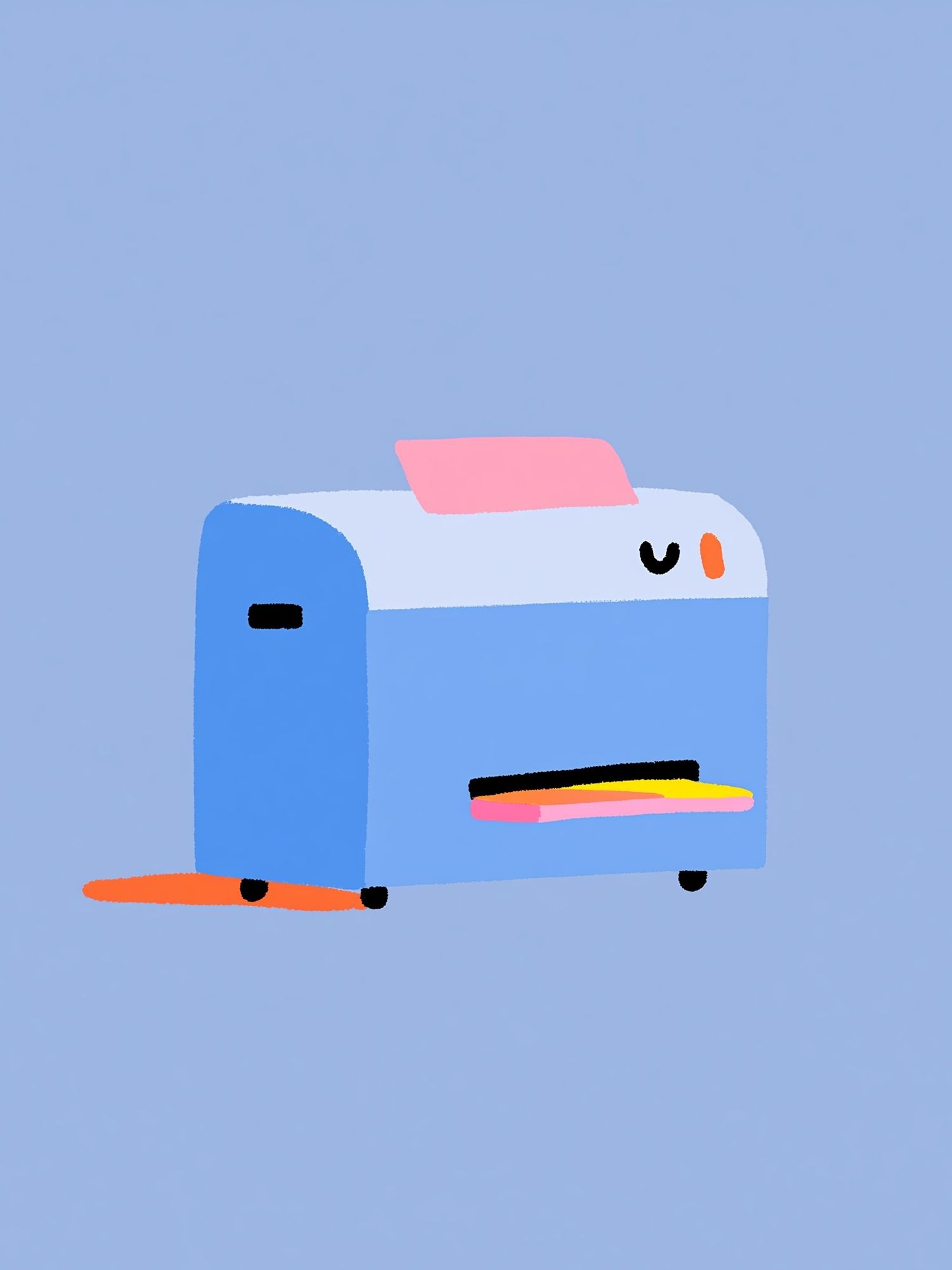 Cute Blue Mailbox Illustration Poster. poster — illustration art