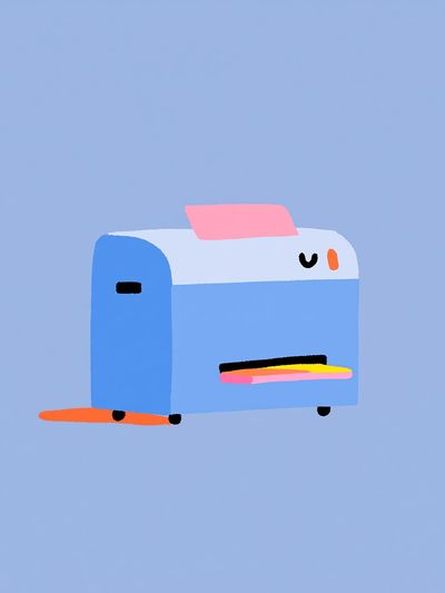 Cute Blue Mailbox Illustration Poster.