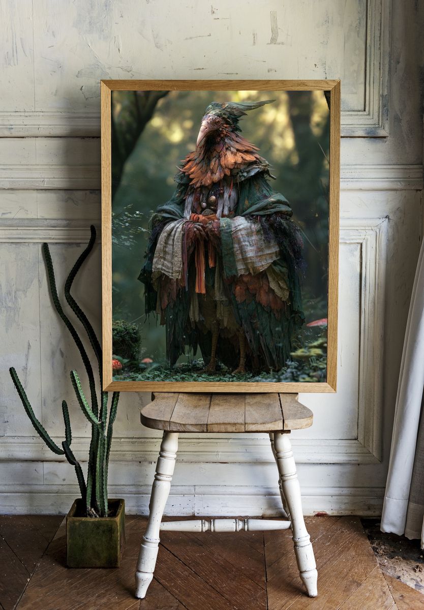 Forest Bird Spirit Illustration Poster. — room view 1