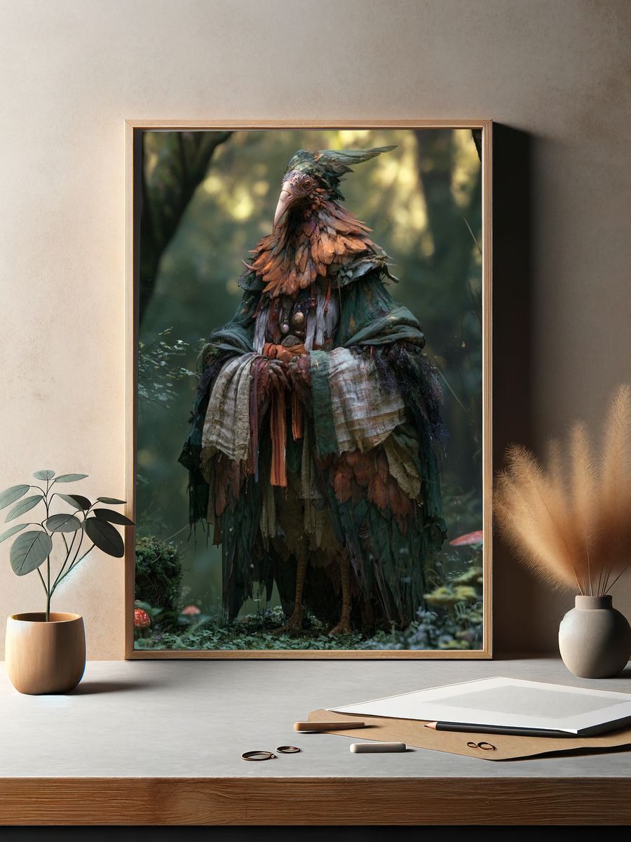 Forest Bird Spirit Illustration Poster. — room view 2