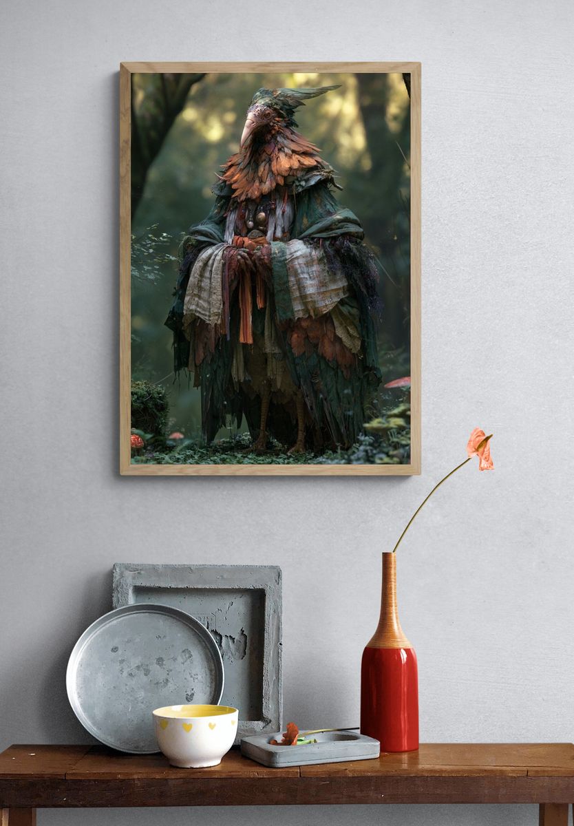 Forest Bird Spirit Illustration Poster. — room view 3