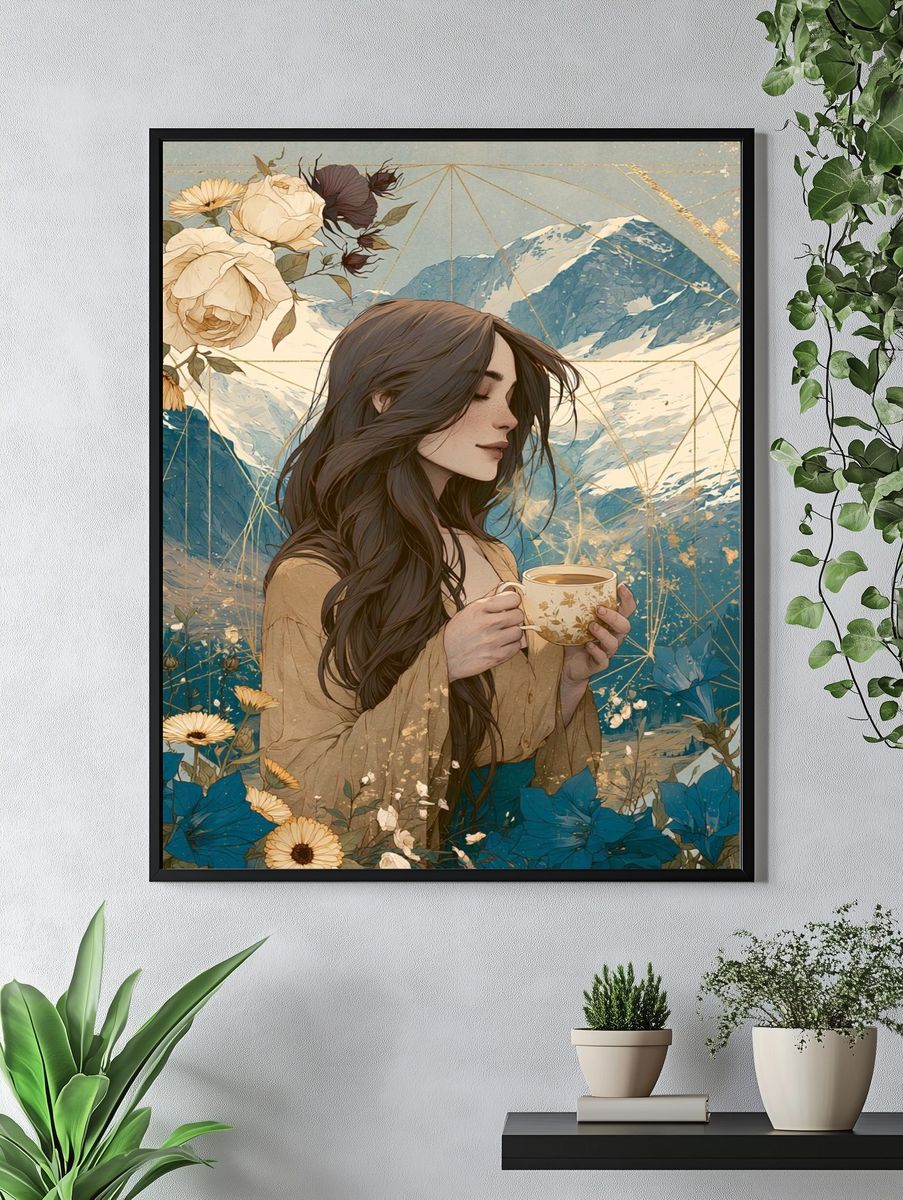 Mountain Woman Botanical Print. — room view 4