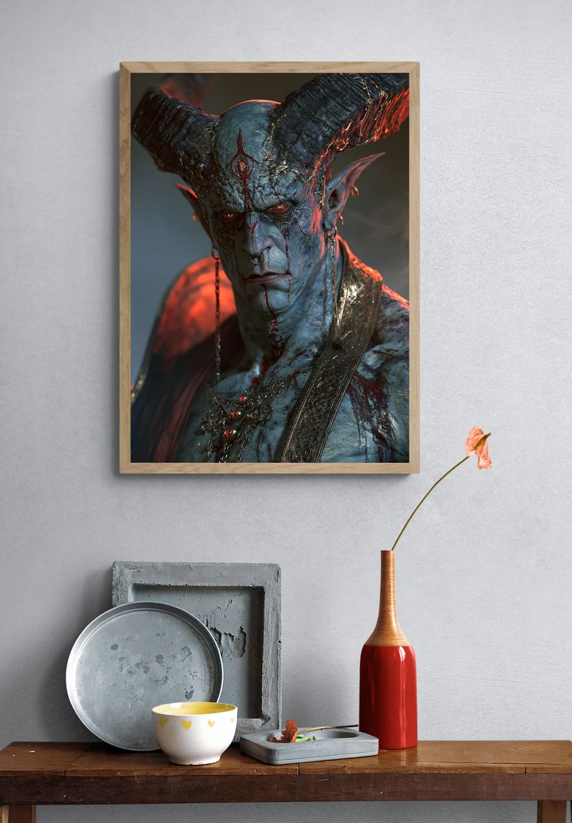 Demonic Horned Portrait — Fantasy Print. — room view 3